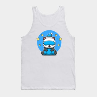 Cute Panda With Pillow, Eye Mask, And Hat Tank Top